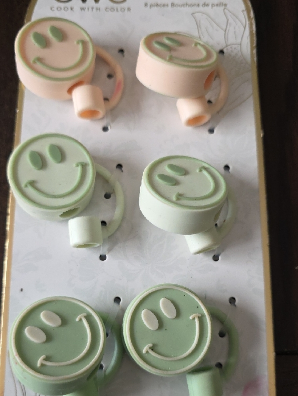 CWC Smiley Face Silicone Straw Topper Set - Picture 3 of 4